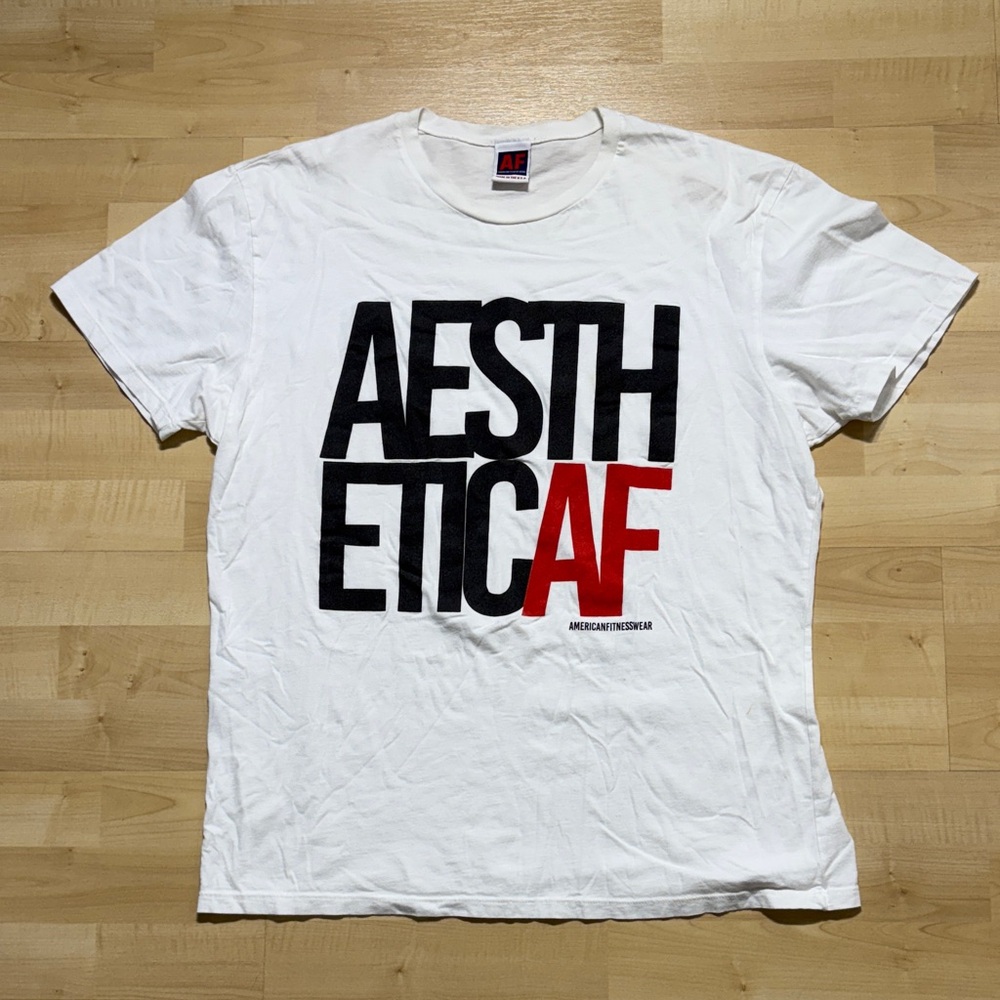 Aesthetic Af American Fitness White Graphic Tee